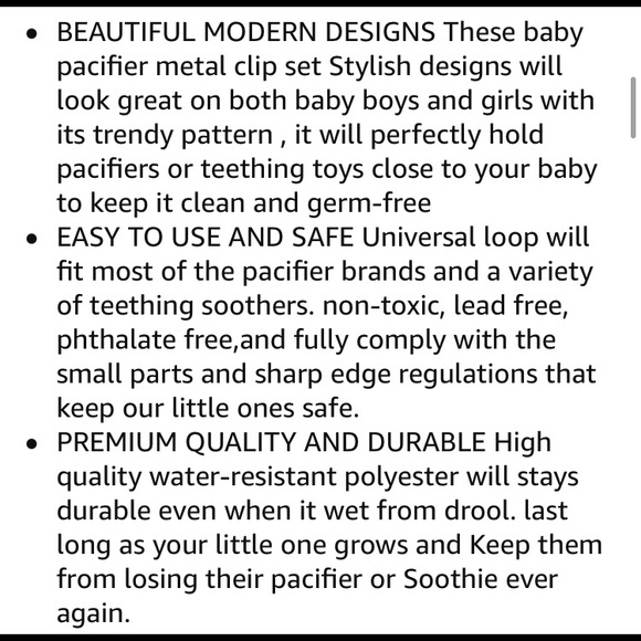 NIP Set 5 Pacifier Teething Ribbon Baby Clips 9”L - Picture 13 of 14